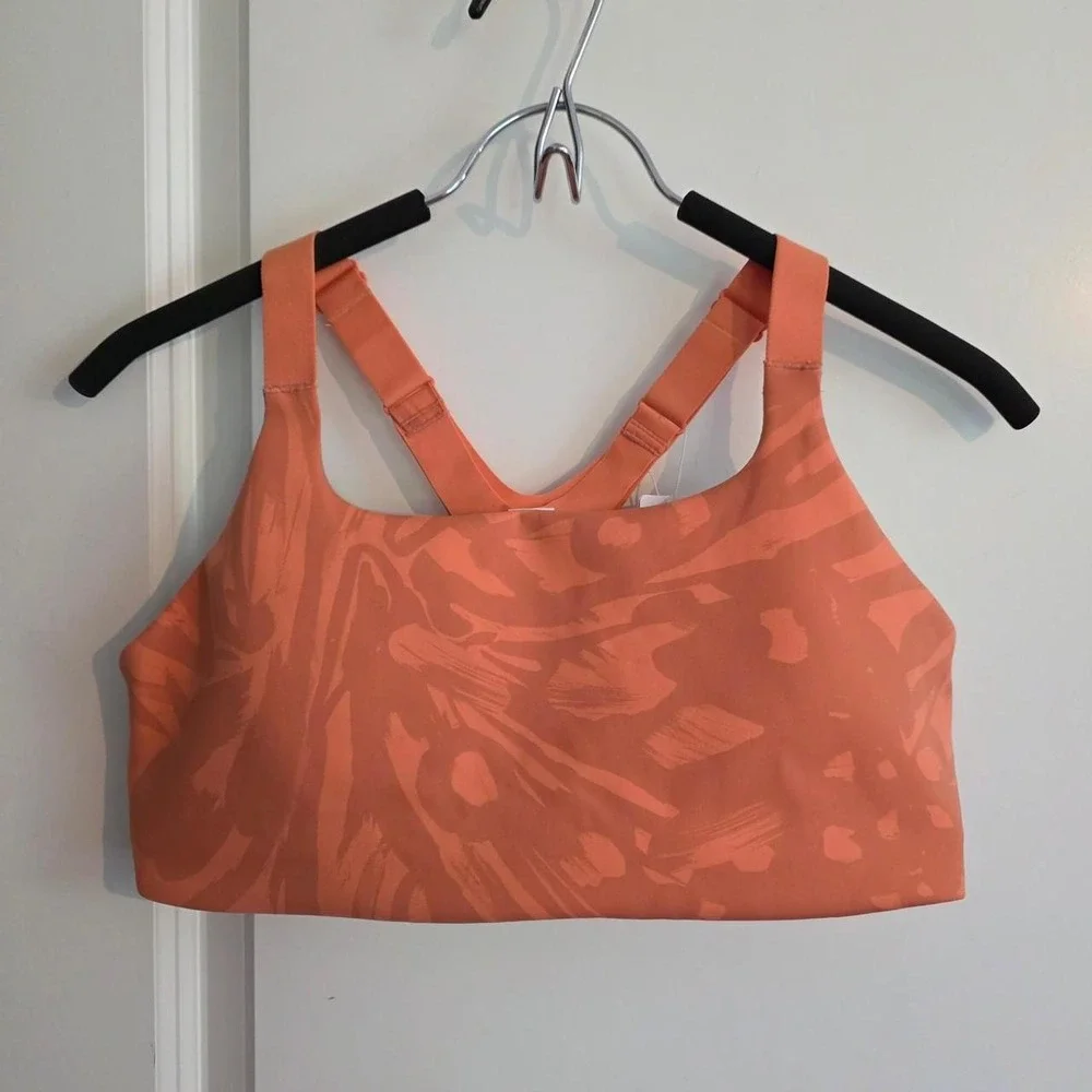 Lululemon Ultralu Square Neck Workout Bra B/C orange camouflage